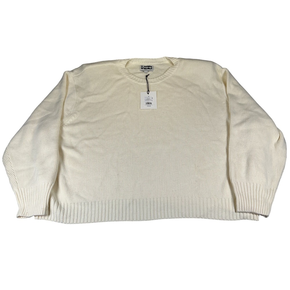 KBB By Kahlana Cream Rib Knit‎ Sweater Women's 3X Oversized Cozy Minimalist NEW